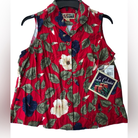 La Cabana sleeveless floral button up, new with tags, size m - Picture 1 of 5